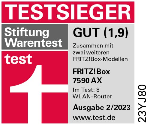 FRITZ! Box 7590 AX – Wi-Fi 6 DSL-Router mit Mesh, DECT-Basis & Supervectoring