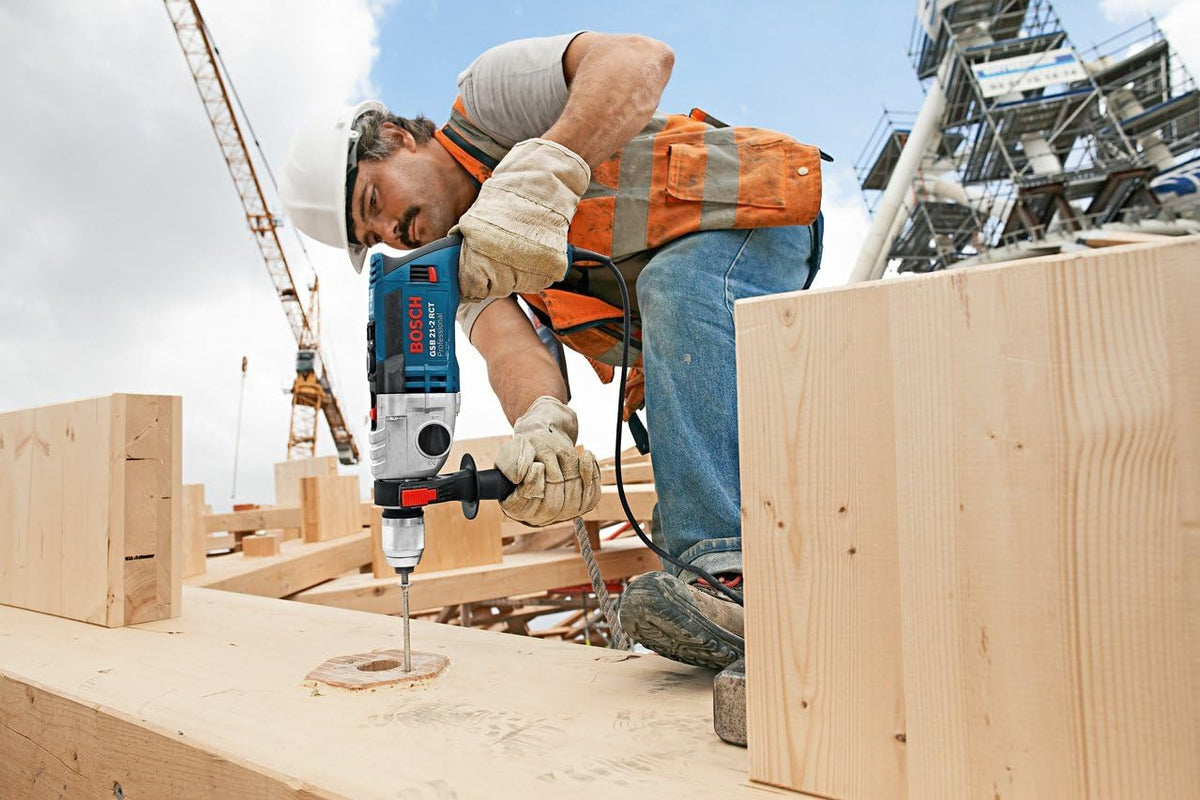 Bosch Professional Schlagbohrmaschine GSB 21-2 RCT (Bohr-Ø in Beton: 13-22 mm, 1300 Watt, inkl. Schnellspannbohrfutter 13mm, Tiefenanschlag 210mm, Zusatzhandgriff, Handwerkoffer)