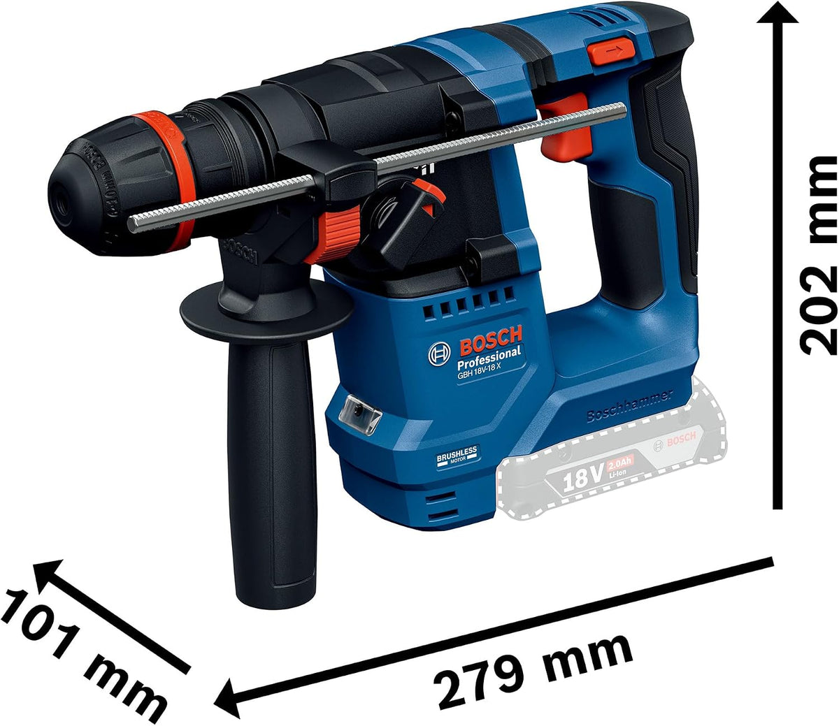 Bosch PRO 18V System Akku-Bohrhammer GBH 18V-18 X (ONECHUCK, inkl. L-BOXX 136)