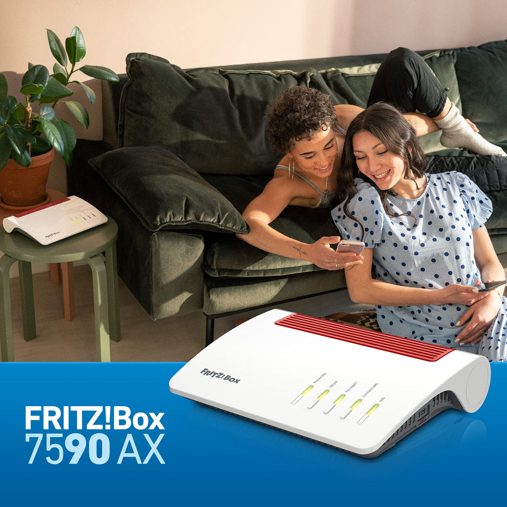 AVM FRITZ! Box 7590 AX WiFi 6 DSL Router – Mesh, DECT-Basis, Exklusive Edition mit USB-Stick