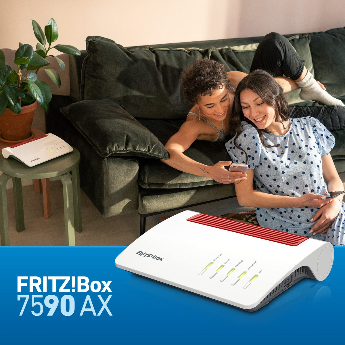 AVM FRITZ! Box 7590 AX WiFi 6 DSL Router – Mesh, DECT-Basis, Exklusive Edition mit USB-Stick